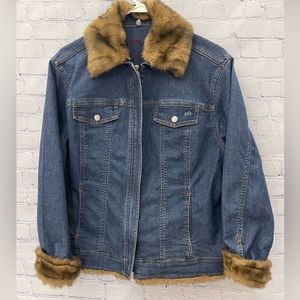 Women’s Denim Jacket with Fur Collar